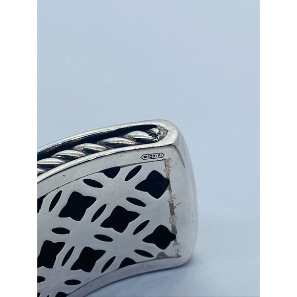 DAVID YURMAN SILVER 925 & 18K GOLD ALBION WHITE AGATE 25MM Wide - Picture 16 of 16